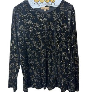 Notations Black and Gold Swirl Blouse *